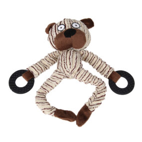 Zabawka dla psa do przeciągania maskotka miś cm z gumowymi oponkami śmieszna z piszczałką piszcząca pluszowa beż