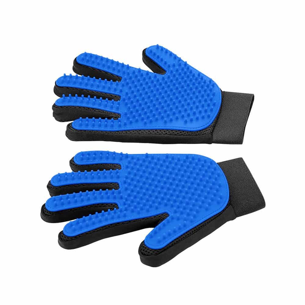 Rękawica do czesania dla wrażliwego kota psa pielęgnacja podczas głaskania do masażu rozprowadzania łoju profesjonalna masująca dla kotka pieska nie lubiącego czesania Magic glove lewa na lewą rękę