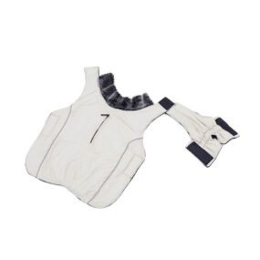 Derka dla psa z odblaskowymi lamówkami kość słoniowa ocieplana z zamkiem na szelki zapinana na rzep Pawz Road