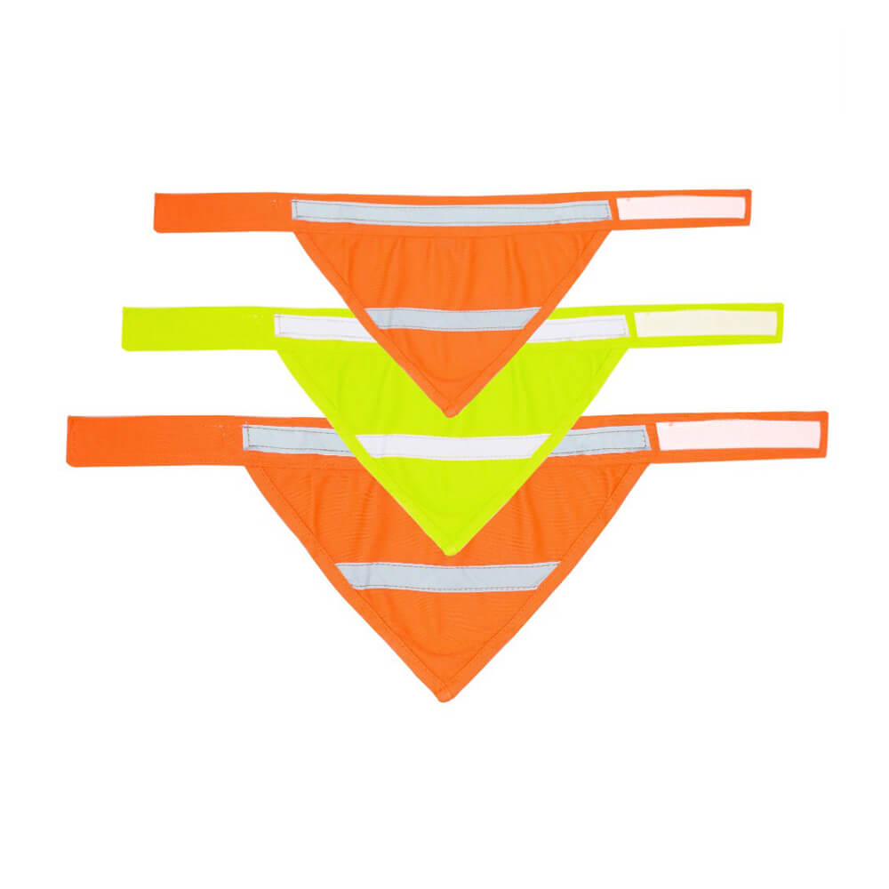 Odblaskowa bandana bandama apaszka chustka dla psa dla kota fluorestencyjny żółty fluorestencyjny pomarańczowy świacąca w ciemności regulowana na rzep