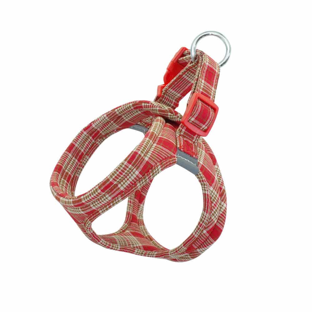 Szelki dla psa dla kota w kratkę czerwona kratka AniCani grube wysoka jakość efektowne eleganckie dla szczeniaka szczenięcia wyprawka komplet ze smyczą