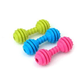 Hantel z dzwonkami hantelek pełny z dzwoneczkami hantel dla psa z kolcami niebieski TPR nietoksyczna guma bezpieczna zabawka dla pieska dla małego psa cm