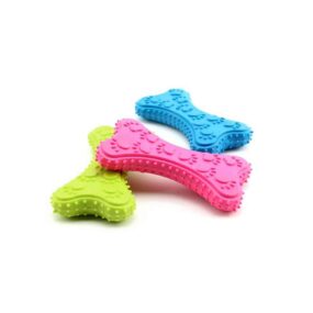 Fajna zabawka dla psa gryzak kość w kształcie kostki w łapki TPR nietoksyczna bezpieczna dla szczeniąt różowa błękitna zielona limonkowy fuksja kolorowe pełne