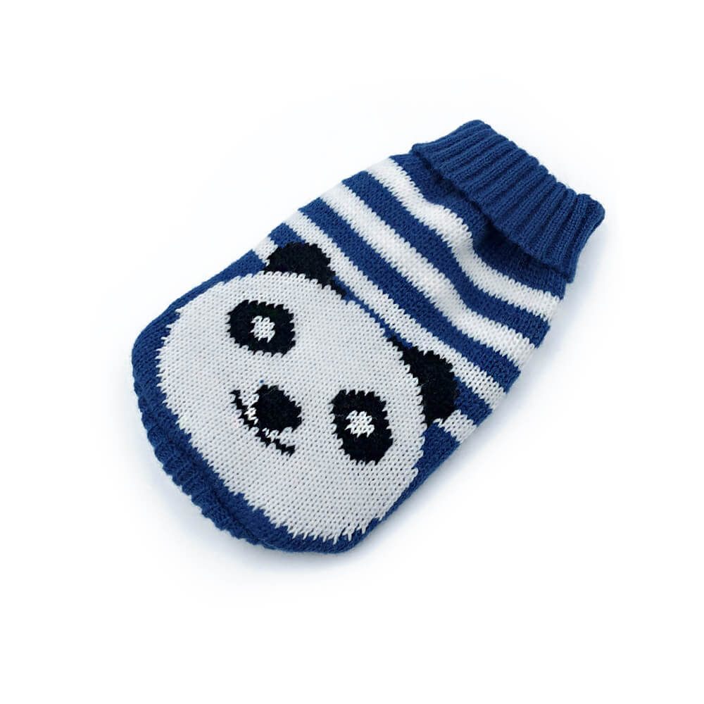 Sweterek golf ubranko dla psa pieska kota kotka czerwony z misiem pandą słodki śliczny niebieski z paskami