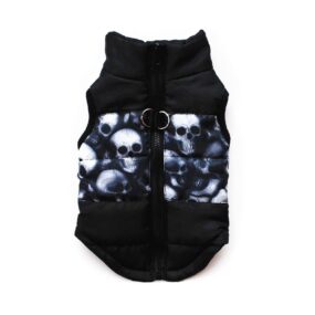 Kurtka kamizelka dla psa dla kota kurteczka zapinana na grzbiecie z możliwością przypięcia smyczy na zamek czarna ciepła pluszowa mały pies