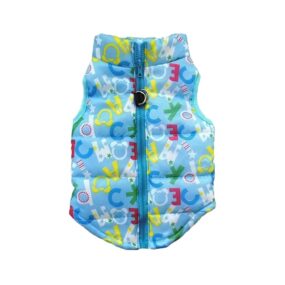 Kurtka kamizelka dla psa dla kota kurteczka zapinana na grzbiecie z możliwością przypięcia smyczy na zamek niebieska ciepła pluszowa mały pies