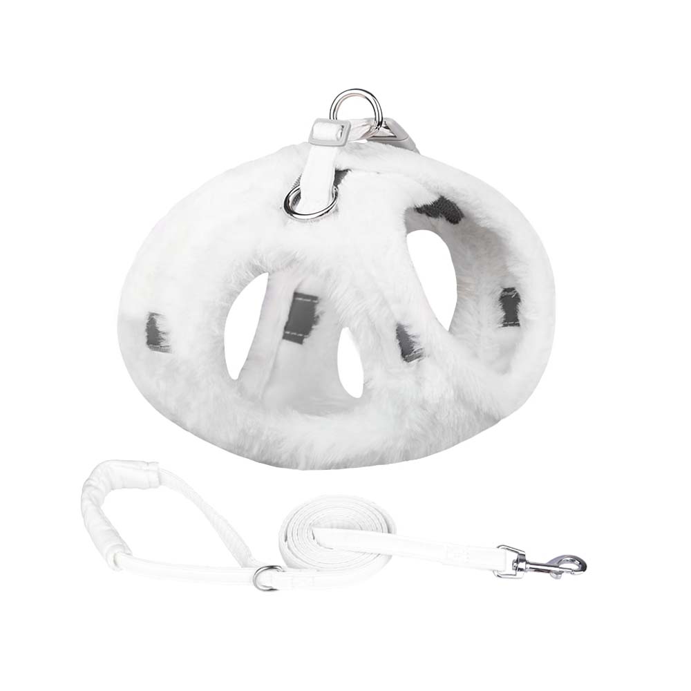 Szelki ocieplane futerkiem biale