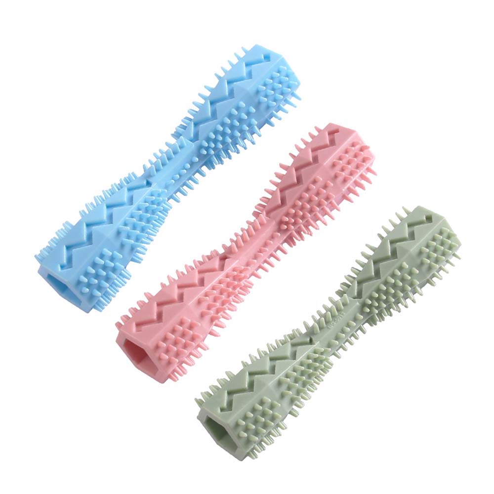 Gryzak na smakołyki hantel 14cm, hantel z otworami, jasnoróżowy, jasnoniebieski, jasnozielony, dentystyczny, z wypustkami, na smaczki