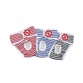 Majtki dla psa regulowane rzepem, marynistyczne, SAILOR, majtki sanitarne, higieniczne, na cieczkę, nietrzymanie moczu, S, M, L, XL, XXL, czarny, czerwony, niebieski