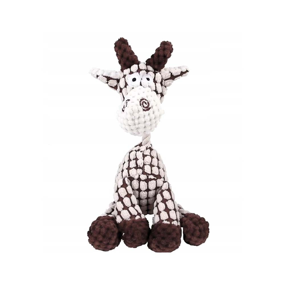 Pluszowa koza piszcząca zabawka dla psa, gryzak pluszak dla psa z bawelniana lina male i srednie psy bialy braz Squeaky Goat