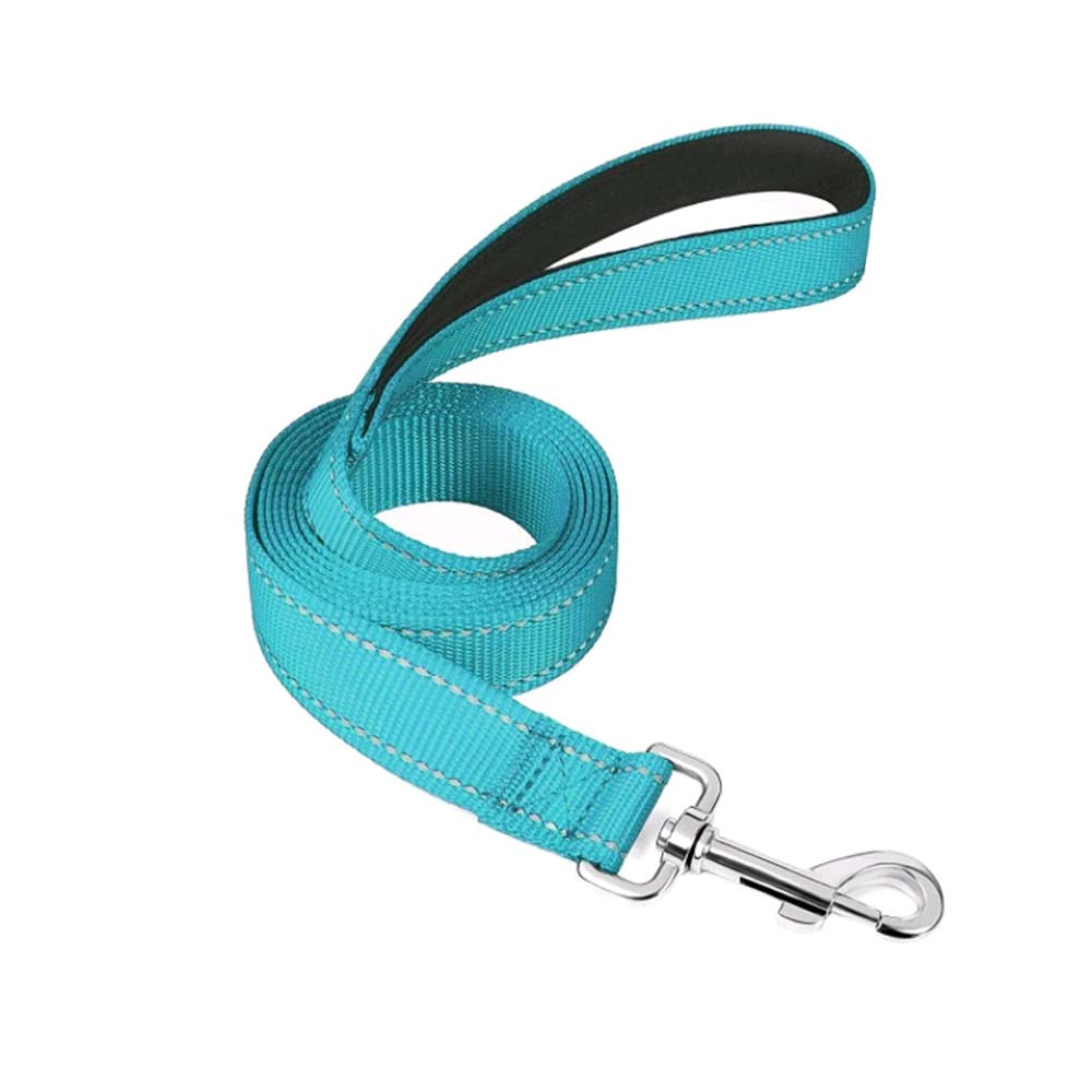 Smycz odblaskowa Colori Reflective Neoprene neonowy róż, nylonowa, rączka potszyta neoprenem,dla średniej wielkości psa, dużego psa, 120cm, turkusowa