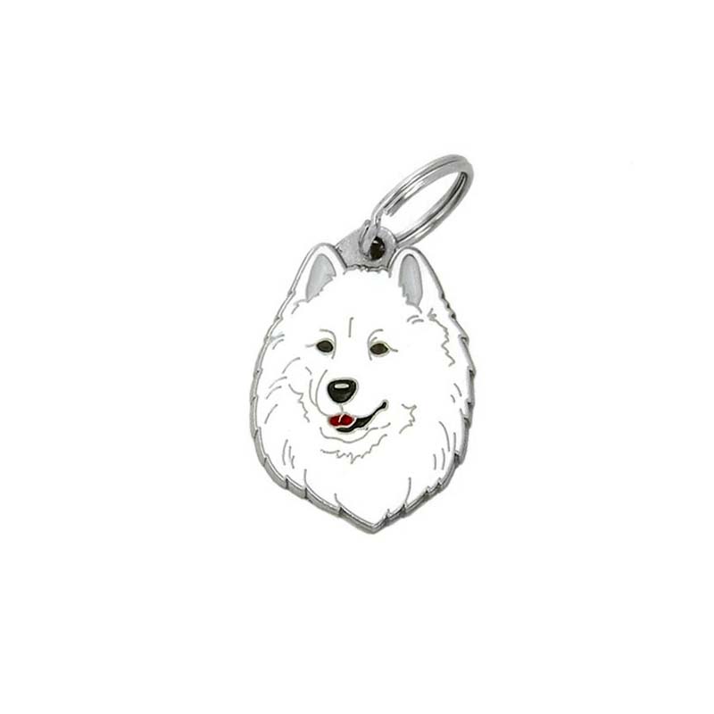 Zawieszka Samojed 2,6cm, charm, przywieszka do kluczy samoyed, Samoyed Dog, głowa psa, do portfela, metalowa, emaliowana