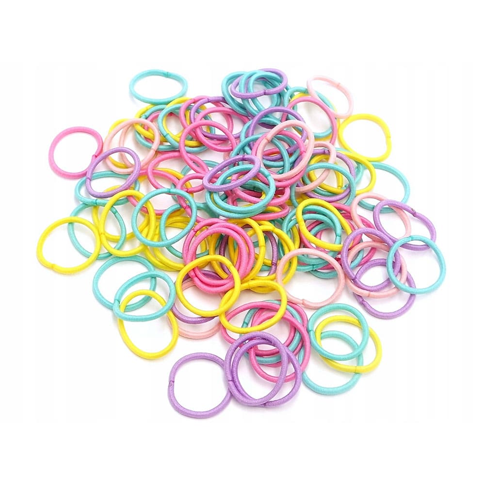 Gumki mini 20mm, gumeczki 2cm, zestaw gumeczek 50 sztuk, komplet gumek dla psów, do kitek gumki pastelowe