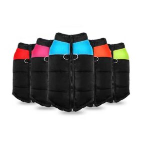 Kurtka dla psa zimowa, kurtka dla shih tzu, kurtka zimowa dla psa, czarna, zapinana na grzbiecie, do przypięcia smyczy, kamizelka dla dużego psa, kurtka dla psa w dużym rozmiarze, 3XL, 4XL, 5XL