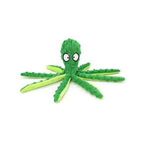 Szeleszcząca zabawka dla psa ośmiornica, zabawka z piszczałką, pluszowa bez wypełnienia, pluszak dla pieska, szeleści, piszczy, bezpieczna, zielona