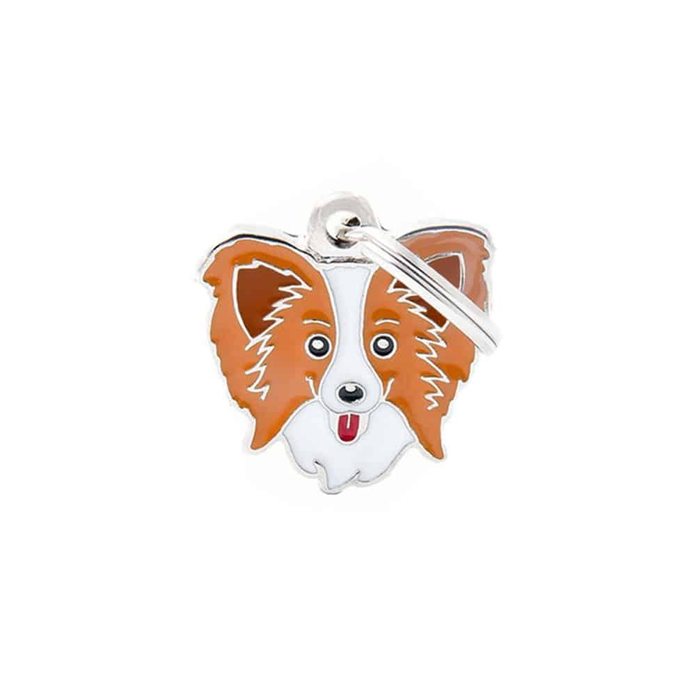Zawieszka Papillon, Papilon, charms, spaniela miniaturki, papilonka, przywieszka do kluczy, śliczna zawieszka dla właściciela Papilona, Spaniel kontynentalny miniaturowy, miniaturka, metalowa, emaliowana