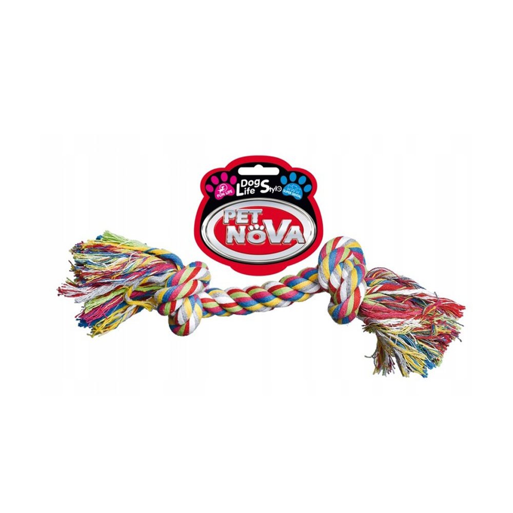 Sznur bawełniany dla psa Pet Nova 25cm, szarpak dla psa, dla szczeniąt, dla psów miniaturowych i małych, kolorowy, bawełna, naturalny, bezpieczny, sznurek, prosta zabawka dla psa