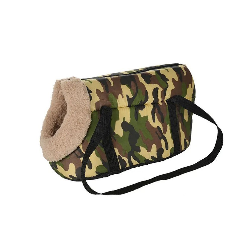 Ocieplana torba do transportu psa, transporter ocieplany futerkiem, składana torba transportowa, moro