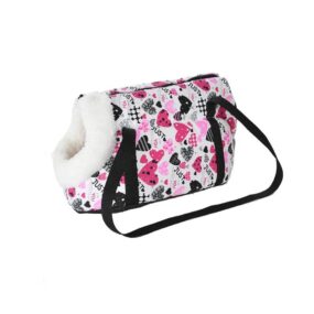 Ocieplany transporter dla psa, transporter ocieplany futerkiem, składana torba transportowa, serca