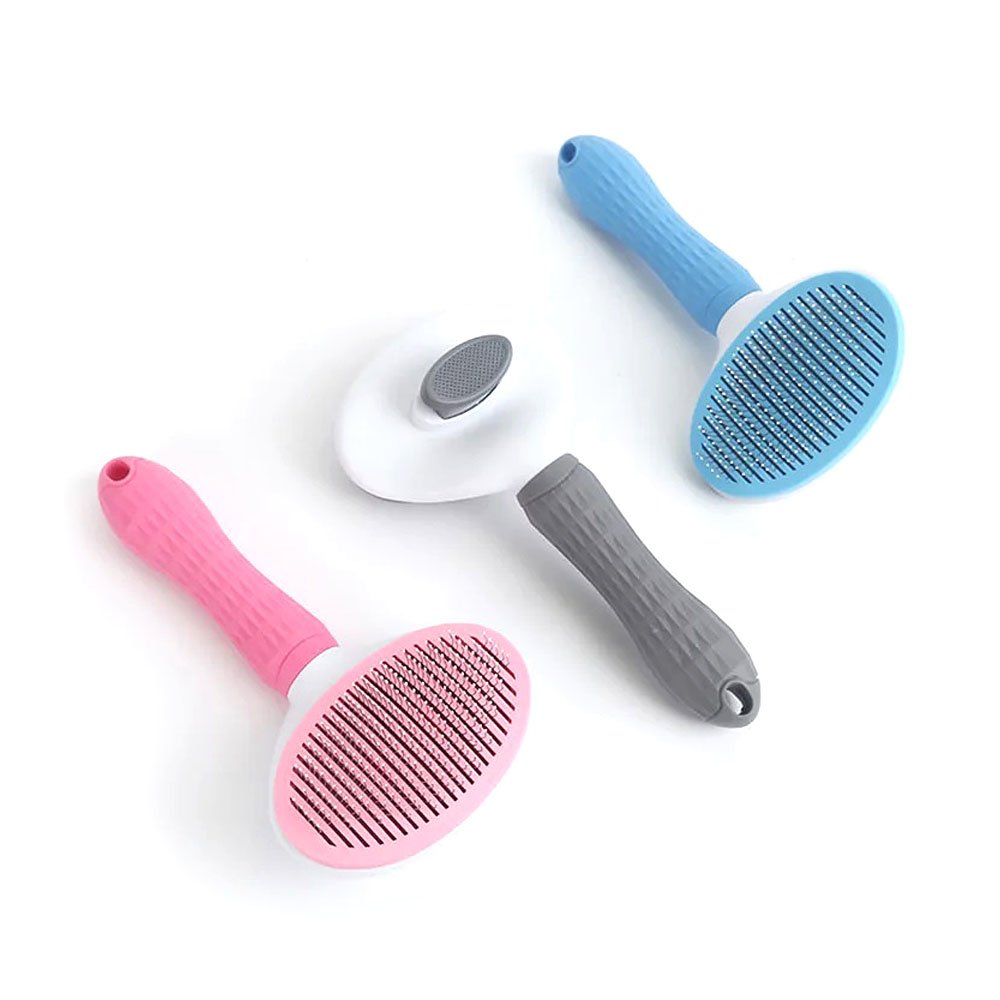 Samoczyszcząca szczotka dla kota, Szczotka samoczyszcząca dla kota, samoczyszcząca pudlówka z igłami z kulką, szczotka do okrywy wełniste, szara, różowa, niebieska