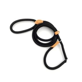 Linowa smycz treningowa 180 cm, szyta smycz behawioralna, smycz korekcyjna dobrej jakości, długa - czarny