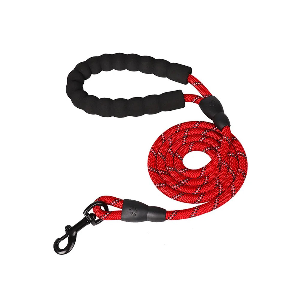 Smycz linowa odblaskowa dla psa 2m, 3m, 1,5m, czerwona, klasyczna smycz spacerowa, długa smycz z liny, smycz szkoleniowa