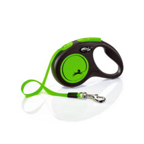 Flexi New Neon Smycz automatyczna rozmiar S, taśma 5m, zielony, small