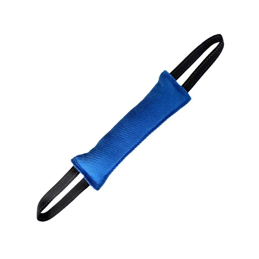 Mocny profesjonalny szarpak z materiału ringowego, niebieski, nylcot, szarpak dla psa z nylkotu, szaprak z tkaniny ringowej, gryzak dla wszystko gryzącego psa