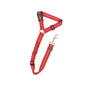 Pas bezpieczeństwa dla psa do zagłówka, czarwony, odblaskowy, z amortyzatorem, przypinany na zagłówek, z amortyzacją, pasy dla psa do samochodu, z blokadą