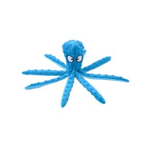 Piszcząca zabawka dla psa ośmiornica, zabawka z piszczałką, pluszowa bez wypełnienia, pluszak dla pieska, szeleści, piszczy i szeleści, bezpieczna, niebieska