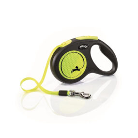 Smycz automatyczna Flexi New Neon rozmiar S, taśma 5m, żółty, small