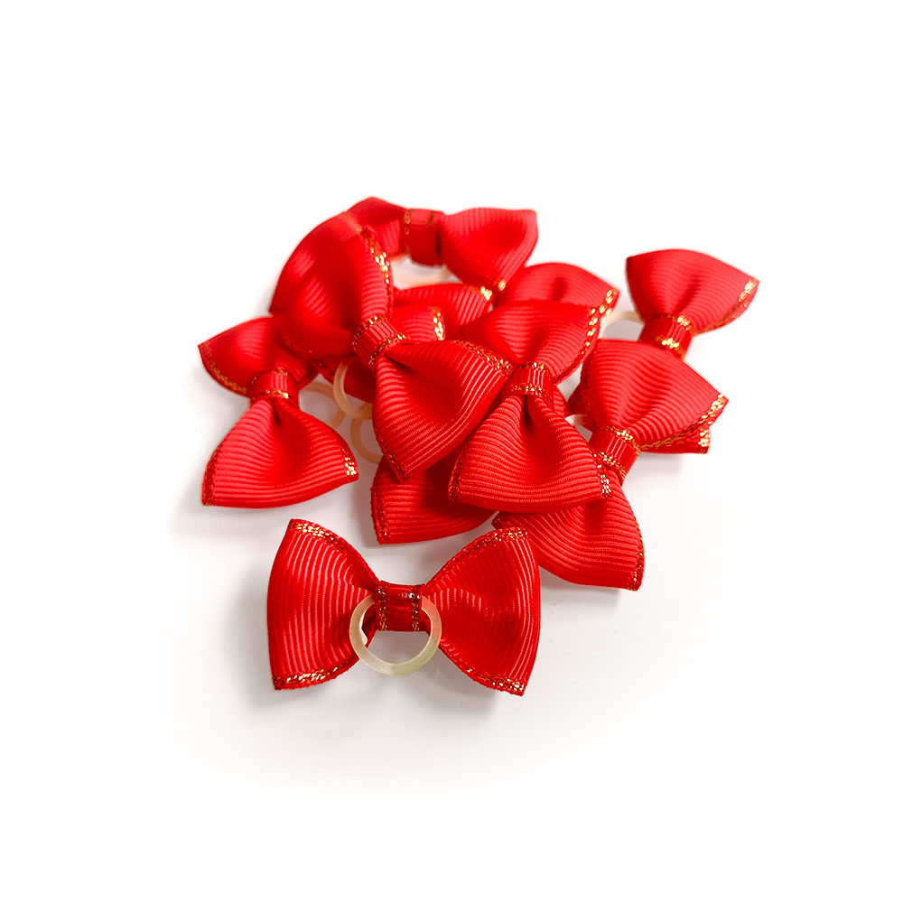 Kokardki do grzywy złoty brzeg zestaw 10 szt, czerwone kokardki dla konia, dla psa, yorka, szczeniaka, zestaw 10 sztuk, w kolorze czerwonym, czerwone