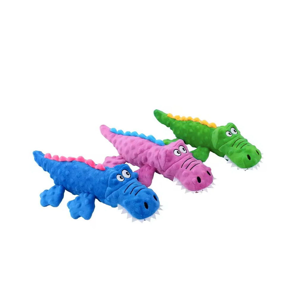 Maskotka krokodyl dla psa, niebieski, zielony, fioletowy, zabawka dla psa z minky, pluszak dla średniego psa, pluszowy gad, przytulanka aligator