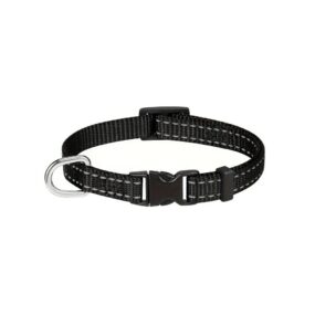 Obroża taśmowa odblaskowa 1 cm, czarny, obroża z bezstopniową regulacją, dla psa miniaturowego, kota, królika, fretki, psa miniaturki