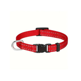 Obroża taśmowa odblaskowa XXXS, czerwony, 1 cm szerokości, wąska obroża z bezstopniową regulacją, dla mikro psa, kota, królika, fretki, pieska miniaturki