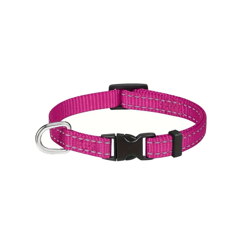 Odblaskowa obroża taśmowa dla psa XXXS, fuksja, 1 cm szerokości, wąska obroża z bezstopniową regulacją, dla mikro psa, kota, szczeniaka, pieska miniaturki