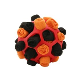 Piłka węchowa dla psa duża, pomarańczowa, czerwono-czarna, 20 cm, piłka zapachowa dla dużego psa, gumowa kula do wąchania