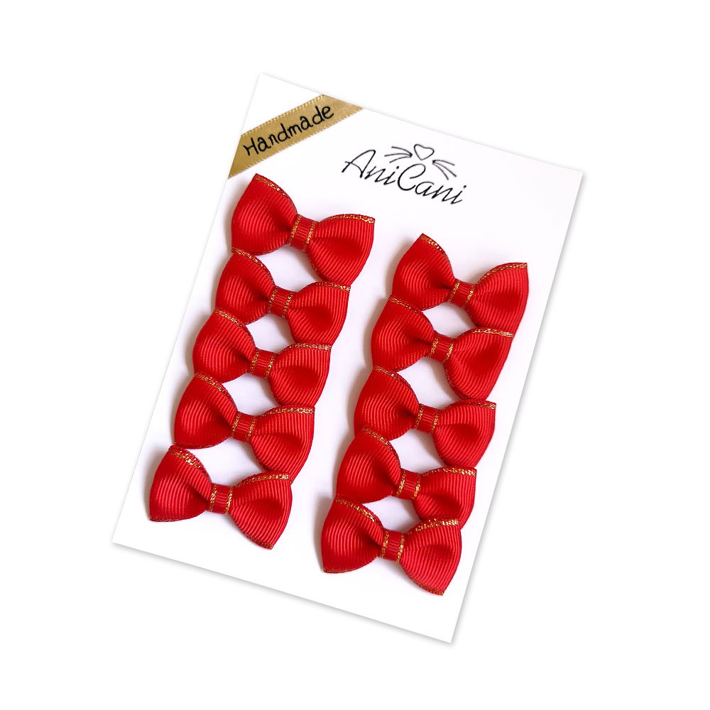 Ręcznie szyte kokardki dla koni i piesków, do grzywy, do kitki, dla szczeniąt, czerwony, złoto obrzeżone, poznań