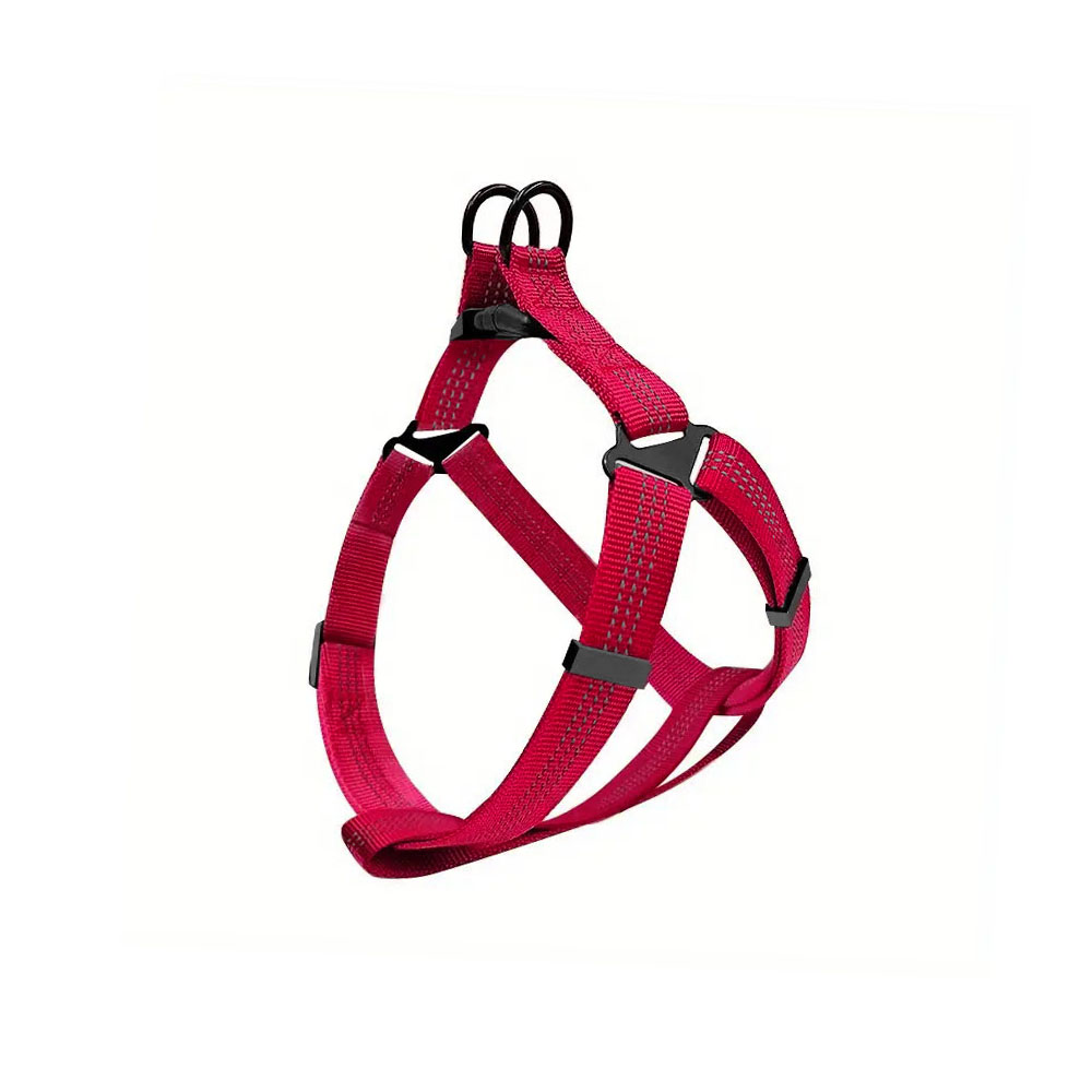 Szelki step in odblaskowe, czerwone, z metalowymi klamrami podtrzymującymi, odblaski, rozmiar M, L, XL, solidne, czerwony