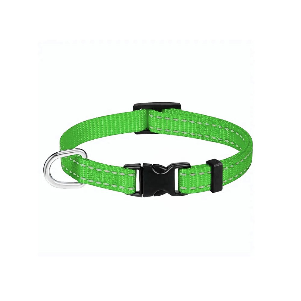 Obroża taśmowa dla psa odblaskowa 1 cm, neonowy zielony, XXXS, dla psa, neonowa zieleń, 1 cm szerokości, wąska obroża z bezstopniową regulacją, dla mikro psa, kota, szczeniaka, pieska miniaturki