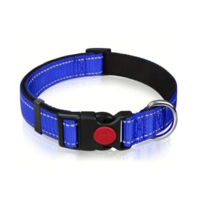 Odblaskowa obroża podszyta neoprenem, niebieski, dwuwarstwowa obroża dla psa, wyściełana, z klamrą blokującą, szerokość 2 cm, 2,5 cm, 3 cm