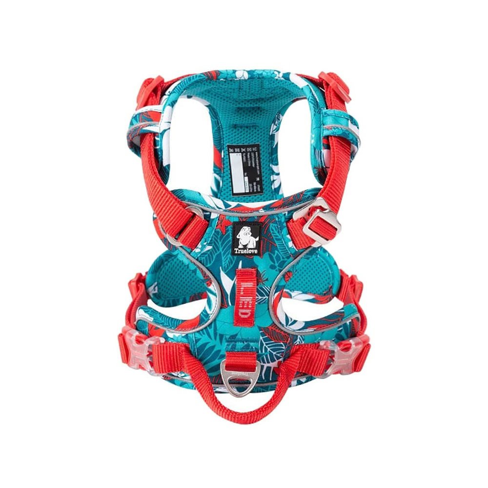 Szelki dla psa Front Line Premium Truelove, Tropical, Camouflage blue, no pull, odblaskowe, funkcja easy walk, łatwe do zakładania, modny design