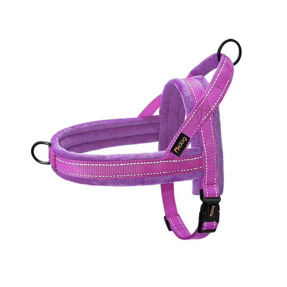 Szelki dla psa wyściełane polarem easy walk, fioletowe, podszyte minky, odblaskowe, norweskie, fioletowy, dla buldożka francuskiego