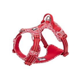 Truelove szelki Front Line Premium Blossom czerwone, w kwiatki, no pull dog harness, neoprenowe, wysokiej jakości szelki dla dużego psa