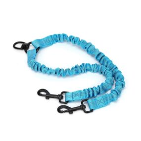 Amortyzowany dwójnik do smyczy, rozdzielacz z krętlikiem, odblaskowy, dla dwóch psów