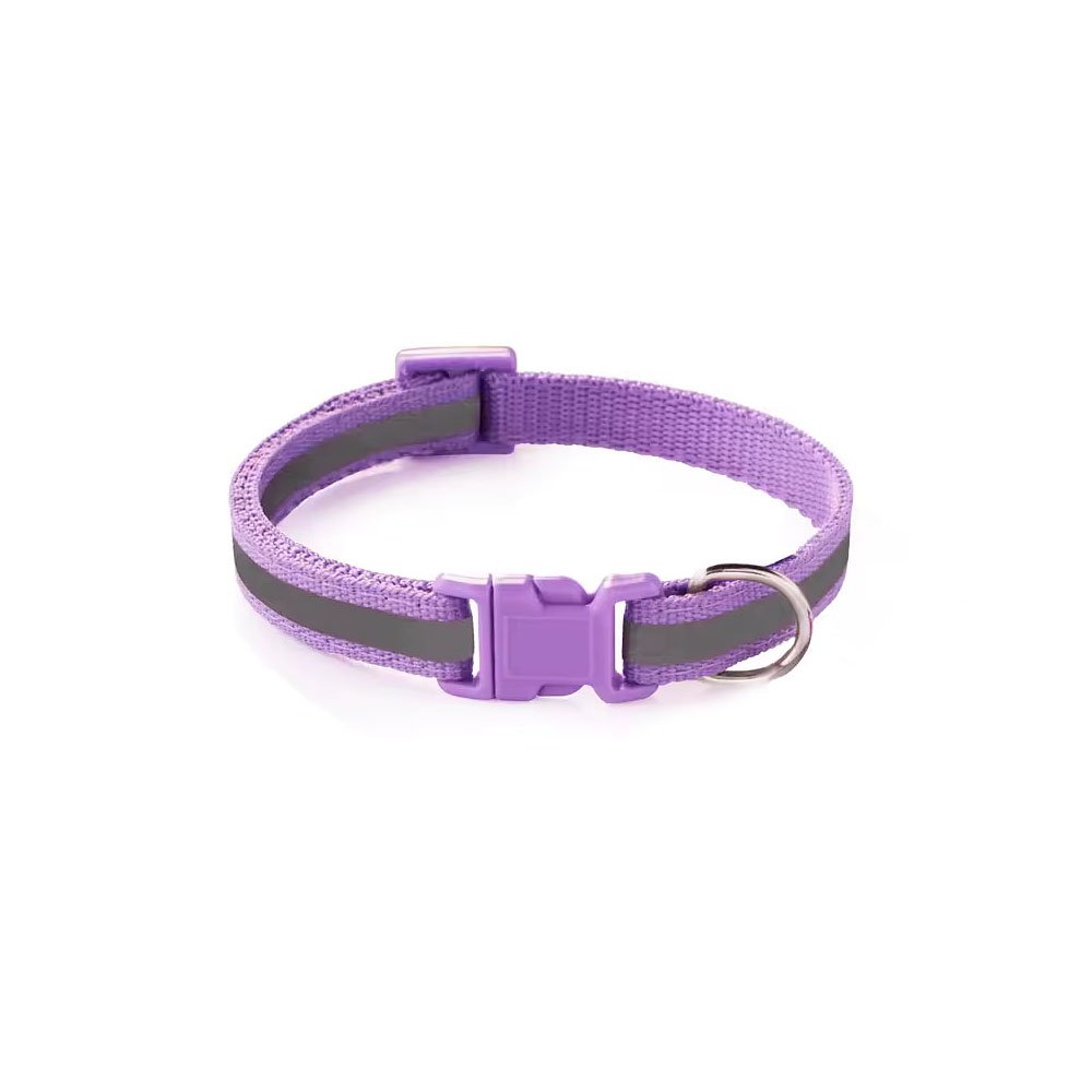 Obroża XXS z odblaskowym paskiem dla małego psa, tania obroża odblaskowa, rozmiar XXS, fioletowy