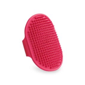 Szczotka masująca dla psa i kota, fuksja, gumowe zgrzebło dla psów krótkowłosych, szczotka do kąpieli