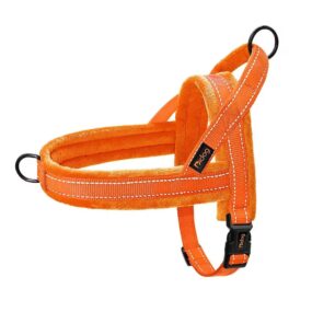 Szelki dla psa easy walk wyściełane minky Didog, pomarańczowy, z miękkim podszyciem, wyściełane polarem, odblaskowe szelki dla psa, norweskie, pomarańczowe