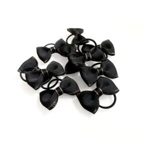 Zestaw kokardek dla konia złoty brzeg, czarny, czarne kokardki dla koni do grzywy i ogona, komplet 10 sztuk