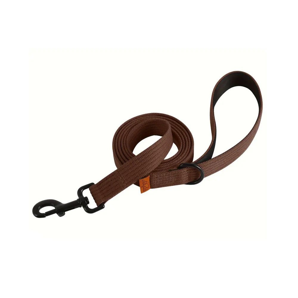 Miejska smycz dla psa 180 cm Lynx King, brązowy, taśmowa smycz dla psa, gruba, z solidnym zapięciem, brązowa